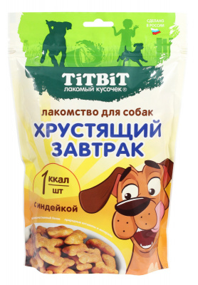 TiTBiT 0,35кг завтрак хрустящий с индейкой для собак всех пород  TiTBiT 0,35кг завтрак хрустящий с индейкой для собак всех пород
