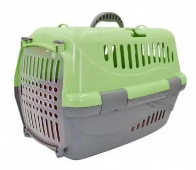 Переноска (Зооэкспресс) Турне с прозрачной пластиковой дверцей 48*32*32 см для животных зеленая фото