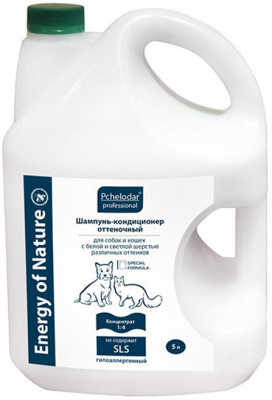 Шампунь-кондиционер (Пчелодар) оттеночный для собак и кошек с белой и светлой шерстью (концентрат 4:1) 5л