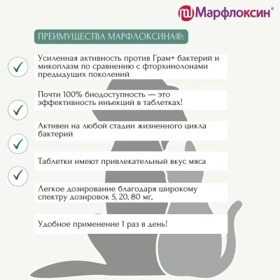 Марфлоксин (KRKA) 5мг антибактериальный препарат для собак и кошек, 10таб. (ЛИЦЕНЗИЯ) фото Марфлоксин (KRKA) 5мг антибактериальный препарат для собак и кошек, 10таб. (ЛИЦЕНЗИЯ) фото