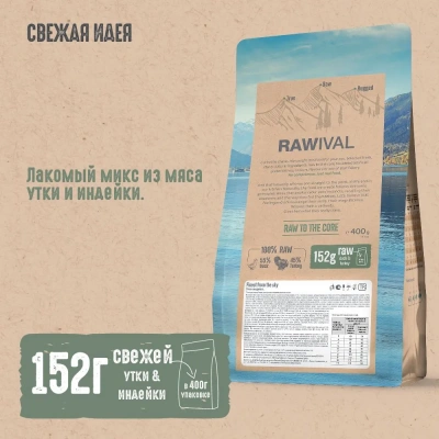 RAWIVAL Finest from the Sky утка и индейка для стерилизованных кошек, 0,4 кг фото  RAWIVAL Finest from the Sky утка и индейка для стерилизованных кошек, 0,4 кг фото