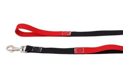 Поводок (PerseiLine) с ручкой для перехвата ДЖАЗЗЗ нейлон 25" 1,2м черный+красн.ручки