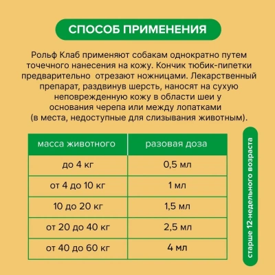 Капли (Rolf Club) 3D (1пип) от клещей, блох и комаров для собак от  4-10кг (ЛИЦЕНЗИЯ) фото Капли (Rolf Club) 3D (1пип) от клещей, блох и комаров для собак от  4-10кг (ЛИЦЕНЗИЯ) фото