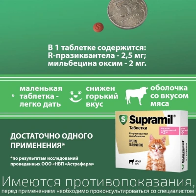 Supramil таблетки для котят и кошек до 2 кг (ЛИЦЕНЗИЯ) фото Supramil таблетки для котят и кошек до 2 кг (ЛИЦЕНЗИЯ) фото