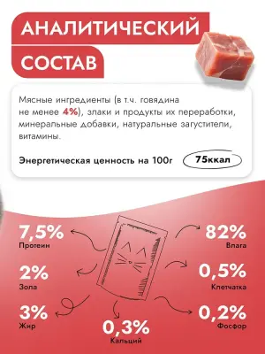 Best Dinner Базис Cat 0,075кг говядина кусочки в соусе для кошек (407873) фото