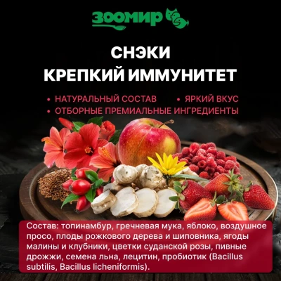 Зоомир 0,1кг СНЭК Крепкий иммунитет лакомство для грызунов и кроликов с фруктами и ягодами фото