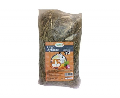 Сено (Лаурон) 0,5кг луговое прессованное с овощами для грызунов фото