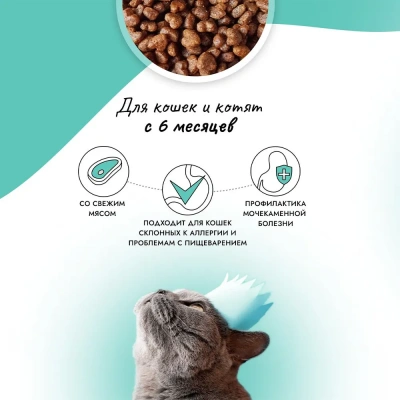 Best Dinner Cat Adult Holistic Hypoallergenic Sterilised 10кг индейка с мятой сухой для стерилизованных кошек (405428) фото