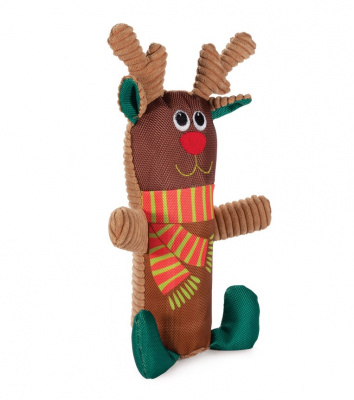 Игрушка (Triol) NEW YEAR Рождественский олень с бутылкой мягкая для собак, 210мм