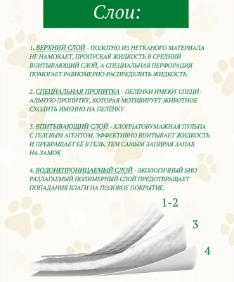 Пеленки (Чистый хвост) впитывающие 60*45см 30шт для животных фото