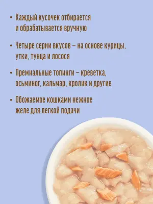 Деревенские лакомства 0,07кг Домашние обеды Треска с форелью в нежном желе для кошек, пауч (79219913) фото