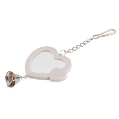 Игрушка для птиц (Wogy) Зеркало Сердце двустороннее с колокольчиком 20х8см, на цепочке