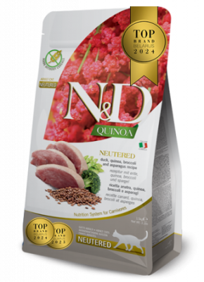 Farmina (Фармина) N&D Cat 1,5кг утка, киноа, брокколи и спаржа для стерилизованных кошек и кастрированных котов