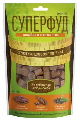 Деревенские лакомства 0,09кг Суперфуд индейка и семена льна для собак (711922) фото Деревенские лакомства 0,09кг Суперфуд индейка и семена льна для собак (711922) фото