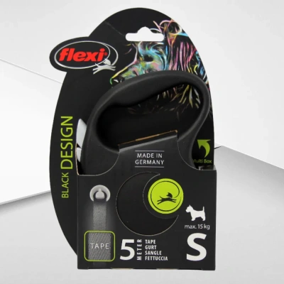 Рулетка (Flexi) Black Design S ремень 5м до 15кг серебро фото