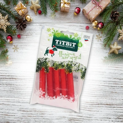 TiTBiT 0,1кг палочки мармеладные для собак Red snack (Новогодняя коллекция)  TiTBiT 0,1кг палочки мармеладные для собак Red snack (Новогодняя коллекция)