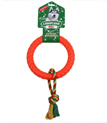 Игрушка (Сибирский Пёс) суперкольцо d=180мм на верёвке 1 узел для собак Игрушка (Сибирский Пёс) суперкольцо d=180мм на верёвке 1 узел для собак
