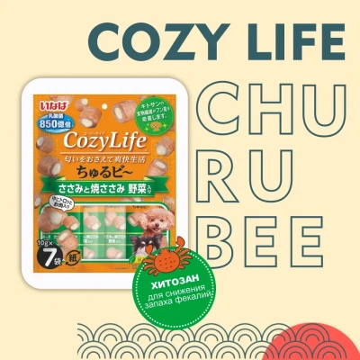 Inaba Cozy life 7*0,010кг Куриное филе с овощами запеченные трубочки лакомство для собак