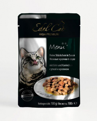 Edel Cat 0,1кг утка+кролик нежные кусочки в соусе для кошек (179987)