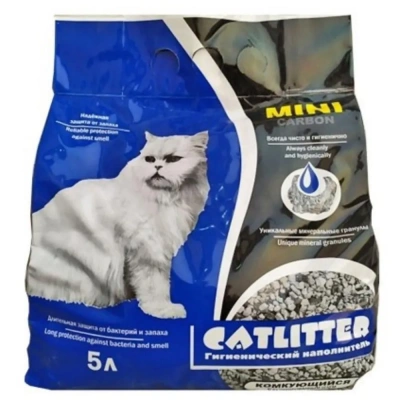 Наполнитель (Catlitter) 5л carbon mini комкующийся для кошек фото