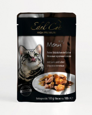 Edel Cat 0,1кг гусь+печень нежные кусочки в желе для кошек (179994)