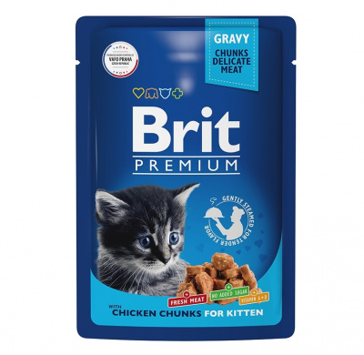 Brit Premium 0,085кг цыпленок в соусе пауч для котят (48809) фото