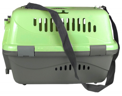 Переноска (Зооэкспресс) 18323 переноска для живот."Турне"L с металлической дверцей (коврик+ремень) 54.5*36*34 см зеленая фото