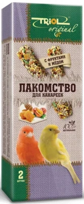 Triol 0,055кг лакомство с фруктами и мёдом для канареек (2 шт) Triol 0,055кг лакомство с фруктами и мёдом для канареек (2 шт)