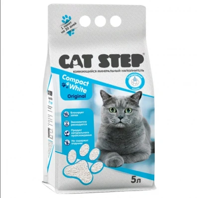 Наполнитель (Cat Step) Compact White Original 5л (4.20кг) минеральный комкующийся для кошек фото