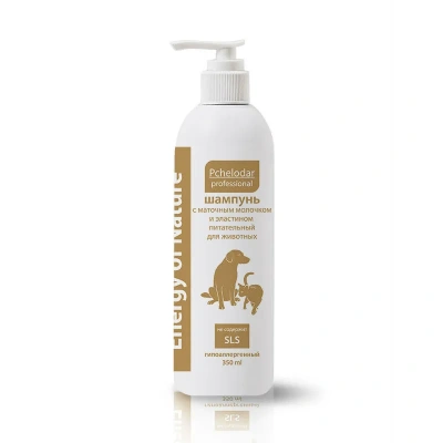 Шампунь (Пчелодар) с маточным молочком и эластином питательный для животных, 350 мл