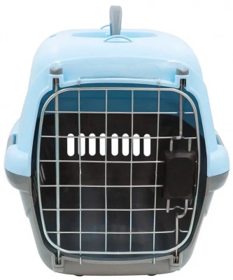 Переноска (Зооэкспресс) 18411 для животных "Турне" L  АВИА с металлической дверцей 54.5*36*34 см голубая фото