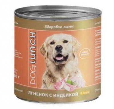 Дог Ланч 0,75кг консервы для собак ягнёнок с индейкой в соусе фото