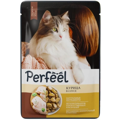 Perfeel 0,075кг курица в соусе для кошек пауч фото