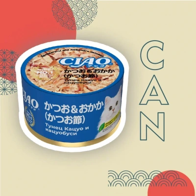 Inaba Ciao 0,085кг Тунец Кацуо c кацуобуси влажный корм для взрослых кошек фото