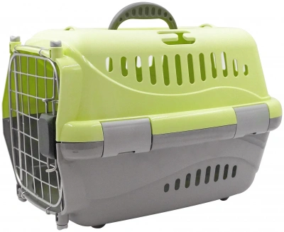 Переноска (Зооэкспресс) 17323 для животных "Турне" S с металлической дверцей (коврик + ремнь) 42*29*29,5 см зеленая