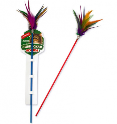 Дразнилка (Сибирская кошка) Удочка  с перьями фото Дразнилка (Сибирская кошка) Удочка  с перьями фото