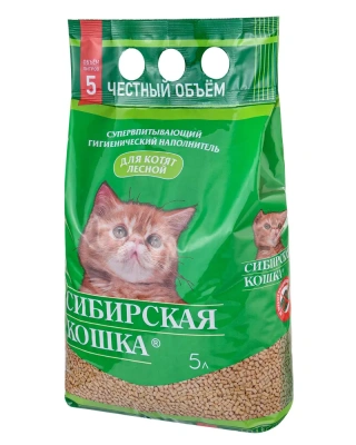 Наполнитель (Сибирская кошка)  5л Лесной древесный для КОТЯТ фото Наполнитель (Сибирская кошка)  5л Лесной древесный для КОТЯТ фото