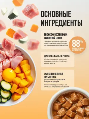Bowl Wow 0,085кг цыпленок и овощи в соусе для кошек с чувствительным пищеварением (662808) фото