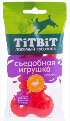 TiTBiT 0,05кг съедобная игрушка косточка с уткой Standart (12 шт)