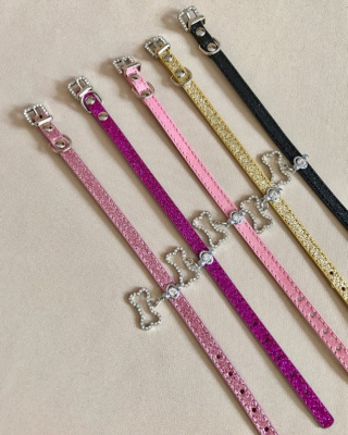 Ошейник Люкс "Косточка" фуксия 1*28см фото