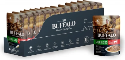 Баффало Mr.Buffalo Adult Sterilized Cat 0,085кг говядина в соусе влажный для кошек (790136) фото Баффало Mr.Buffalo Adult Sterilized Cat 0,085кг говядина в соусе влажный для кошек (790136) фото