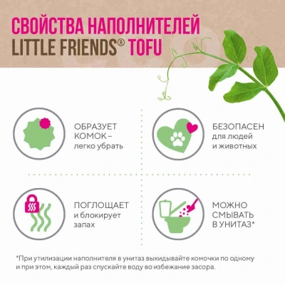 Наполнитель (Little Friends) 5л Тофу Carbon комкующийся, с углем фото