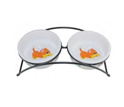 Комплект Догман подставка с керамическими мисками "Рыжие котята" 2х0,27 л. Комплект Догман подставка с керамическими мисками "Рыжие котята" 2х0,27 л.