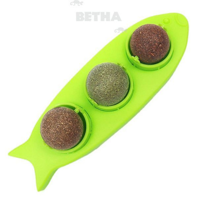 Игрушка (PerseiLine) Ассорти 3 шарика с кошачьей мятой и мататаби, зеленый лакомство для кошек 